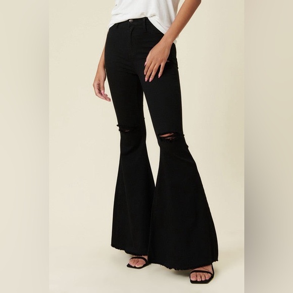 High Rise Distressed Ultra Flare Bell Bottom Jeans - Vibrant M.i.U - Picture 3 of 8